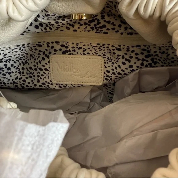 Anthropologie - Mali + Lili Nala Scrunched Faux Leather Bag Ivory Crossbody NWT - Picture 11 of 13